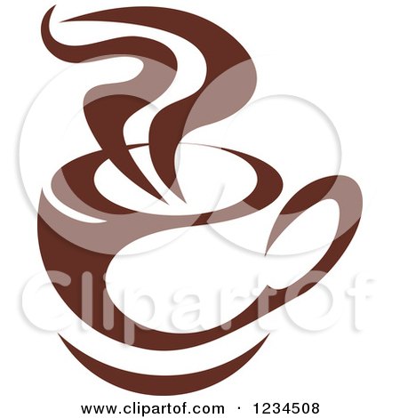 Clipart of a Brown Cafe Coffee Cup with Steam 22 - Royalty Free Vector Illustration by Vector Tradition SM