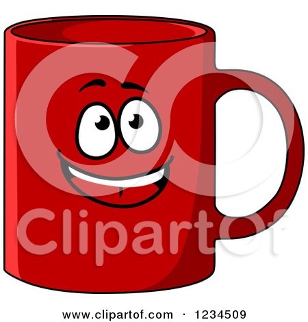 Clipart of a Happy Red Coffee Mug Character - Royalty Free Vector Illustration by Vector Tradition SM