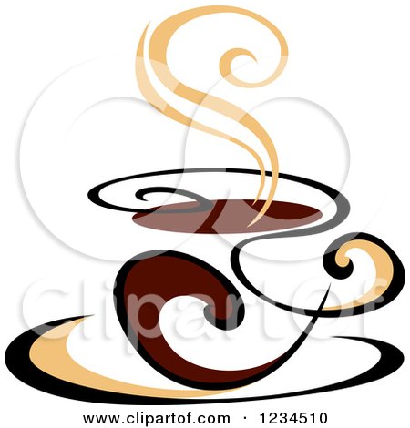 Clipart of a Brown Cafe Coffee Cup with Steam 46 - Royalty Free Vector Illustration by Vector Tradition SM