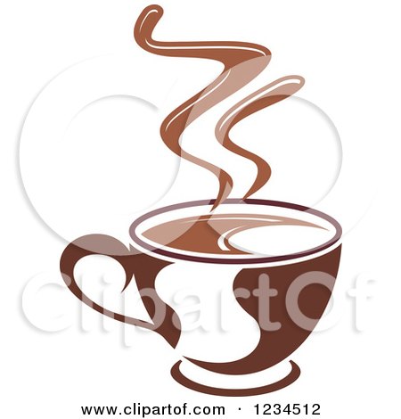Clipart of a Brown Cafe Coffee Cup with Steam 6 - Royalty Free Vector Illustration by Vector Tradition SM