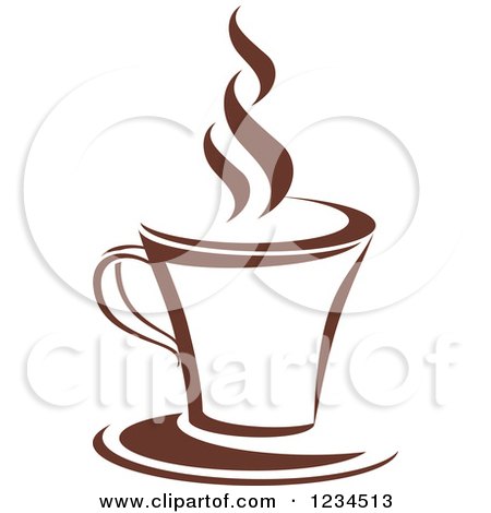 Clipart of a Brown Cafe Coffee Cup with Steam 3 - Royalty Free Vector Illustration by Vector Tradition SM