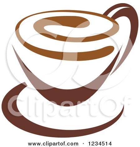 Clipart of a Brown Cafe Coffee Cup with a Swirl on the Surface - Royalty Free Vector Illustration by Vector Tradition SM