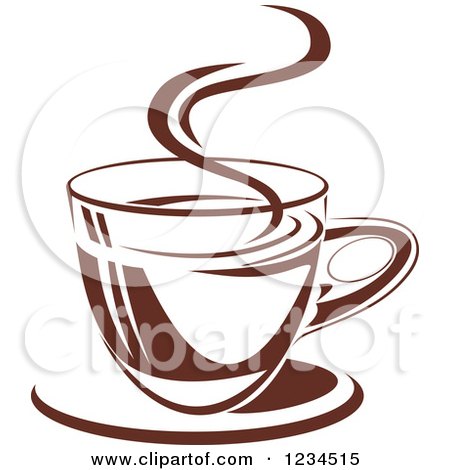 Clipart of a Brown Cafe Coffee Cup with Steam 9 - Royalty Free Vector Illustration by Vector Tradition SM
