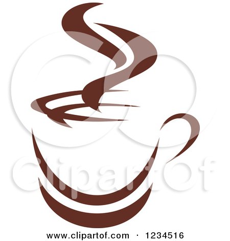 Clipart of a Brown Cafe Coffee Cup with Steam 10 - Royalty Free Vector Illustration by Vector Tradition SM