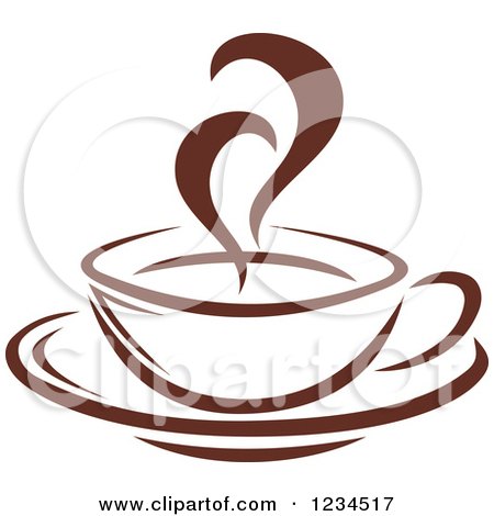 Clipart of a Brown Cafe Coffee Cup with Steam 11 - Royalty Free Vector Illustration by Vector Tradition SM
