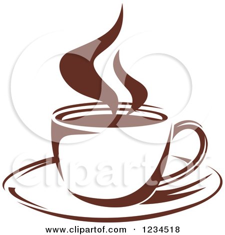 Clipart of a Brown Cafe Coffee Cup with Steam 12 - Royalty Free Vector Illustration by Vector Tradition SM