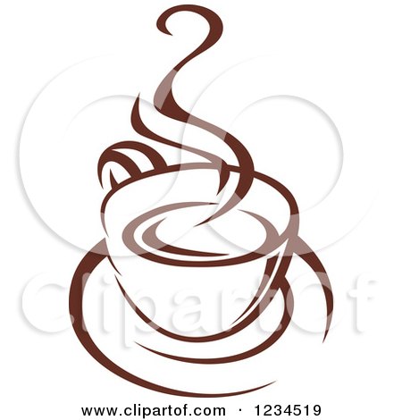 Clipart of a Brown Cafe Coffee Cup with Steam 13 - Royalty Free Vector Illustration by Vector Tradition SM