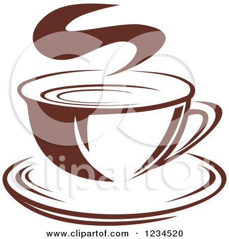 Clipart of a Brown Cafe Coffee Cup with Steam 14 - Royalty Free Vector Illustration by Vector Tradition SM