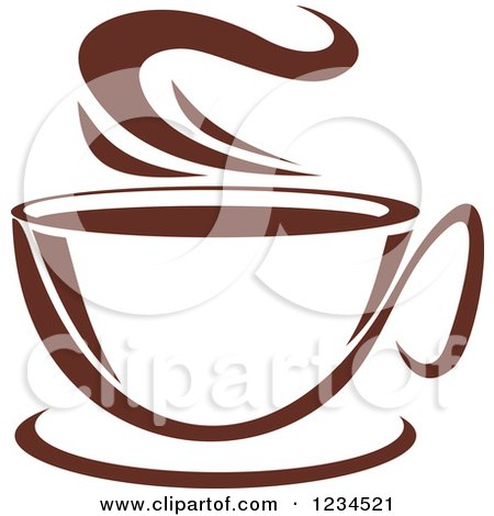 Clipart of a Brown Cafe Coffee Cup with Steam 15 - Royalty Free Vector Illustration by Vector Tradition SM