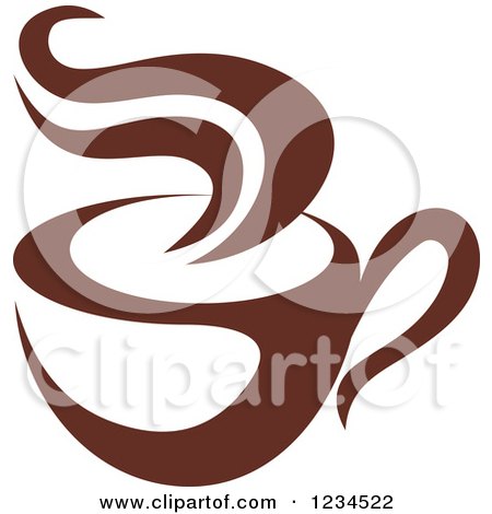 Clipart of a Brown Cafe Coffee Cup with Steam 16 - Royalty Free Vector Illustration by Vector Tradition SM