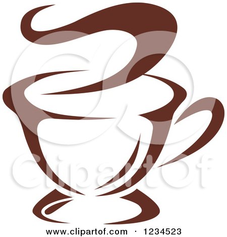 Clipart of a Brown Cafe Coffee Cup with Steam 17 - Royalty Free Vector Illustration by Vector Tradition SM