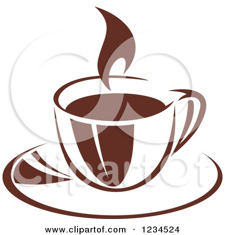 Clipart of a Brown Cafe Coffee Cup with Steam 18 - Royalty Free Vector Illustration by Vector Tradition SM