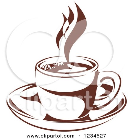 Clipart of a Brown Cafe Coffee Cup with Steam 26 - Royalty Free Vector Illustration by Vector Tradition SM