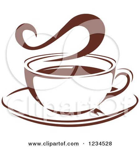 Clipart of a Brown Cafe Coffee Cup with Steam 27 - Royalty Free Vector Illustration by Vector Tradition SM