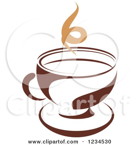 Clipart of a Brown Cafe Coffee Cup with Steam 29 - Royalty Free Vector Illustration by Vector Tradition SM
