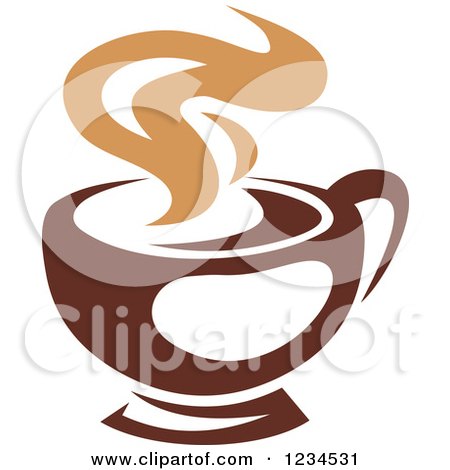 Clipart of a Brown Cafe Coffee Cup with Steam 30 - Royalty Free Vector Illustration by Vector Tradition SM