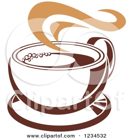 Clipart of a Brown Cafe Coffee Cup with Steam 31 - Royalty Free Vector Illustration by Vector Tradition SM