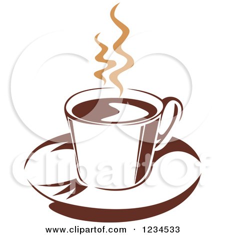 Clipart of a Brown Cafe Coffee Cup with Steam 32 - Royalty Free Vector Illustration by Vector Tradition SM