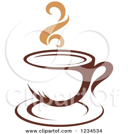 Clipart of a Brown Cafe Coffee Cup with Steam 33 - Royalty Free Vector Illustration by Vector Tradition SM