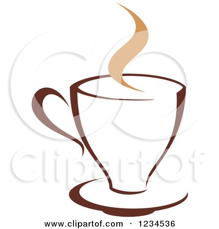 Clipart of a Brown Cafe Coffee Cup with Steam 35 - Royalty Free Vector Illustration by Vector Tradition SM