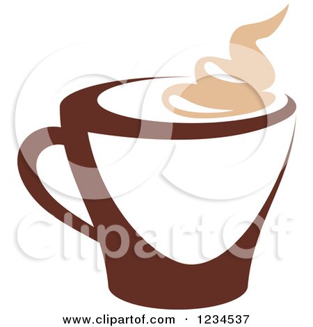 Clipart of a Brown Cafe Coffee Cup with Steam 36 - Royalty Free Vector Illustration by Vector Tradition SM