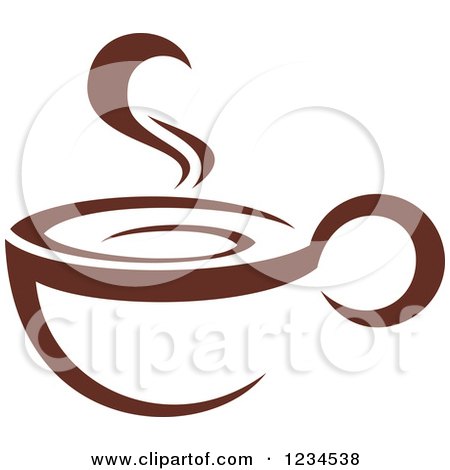 Clipart of a Brown Cafe Coffee Cup with Steam 37 - Royalty Free Vector Illustration by Vector Tradition SM