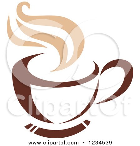 Clipart of a Brown Cafe Coffee Cup with Steam 38 - Royalty Free Vector Illustration by Vector Tradition SM