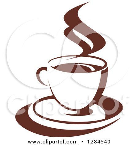 Clipart of a Brown Cafe Coffee Cup with Steam 39 - Royalty Free Vector Illustration by Vector Tradition SM