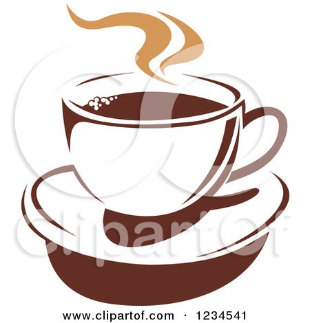 Clipart of a Brown Cafe Coffee Cup with Steam 40 - Royalty Free Vector Illustration by Vector Tradition SM