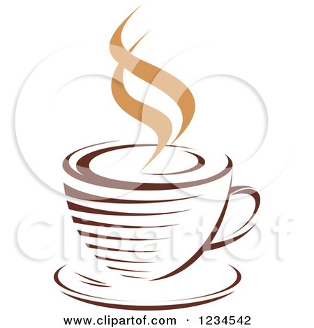 Clipart of a Brown Cafe Coffee Cup with Steam 41 - Royalty Free Vector Illustration by Vector Tradition SM