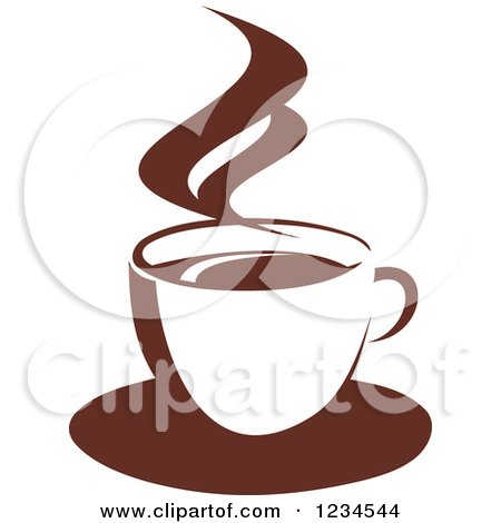 Clipart of a Brown Cafe Coffee Cup with Steam 47 - Royalty Free Vector Illustration by Vector Tradition SM