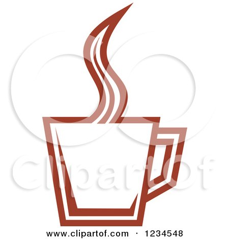 Clipart of a Brown Cafe Coffee Cup with Steam 43 - Royalty Free Vector Illustration by Vector Tradition SM