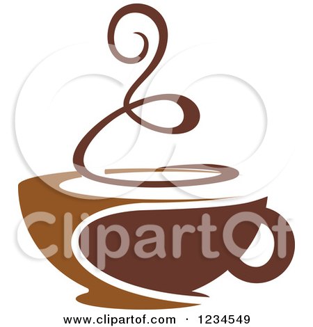 Clipart of a Brown Cafe Coffee Cup with Steam 2 - Royalty Free Vector Illustration by Vector Tradition SM
