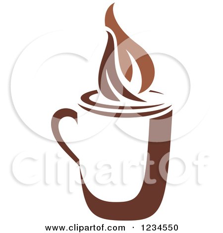 Clipart of a Brown Cafe Coffee Cup with Steam - Royalty Free Vector Illustration by Vector Tradition SM
