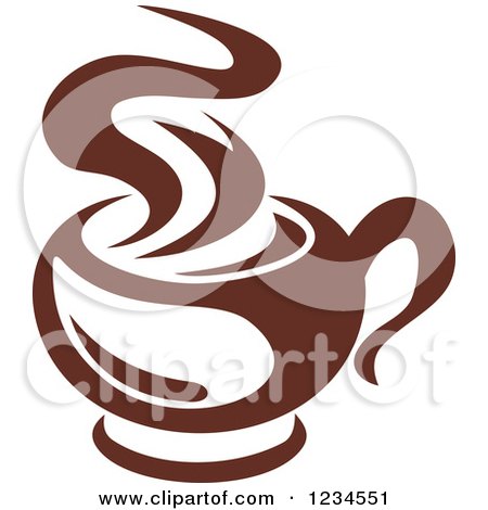 Clipart of a Brown Cafe Coffee Cup with Steam 20 - Royalty Free Vector Illustration by Vector Tradition SM