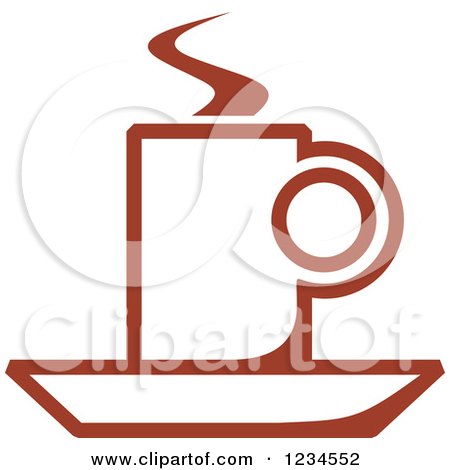 Clipart of a Brown Cafe Coffee Cup with Steam 44 - Royalty Free Vector Illustration by Vector Tradition SM