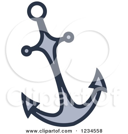 Clipart of a Blue Nautical Anchor 3 - Royalty Free Vector Illustration by Vector Tradition SM