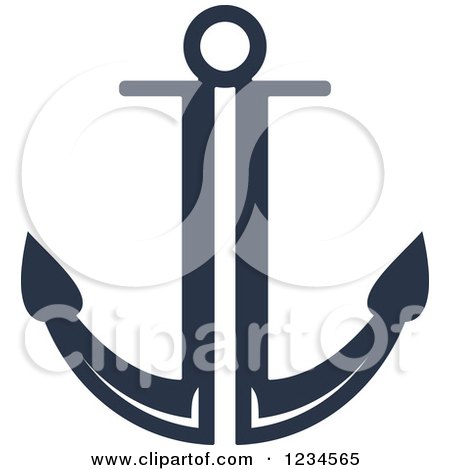 Clipart of a Blue Nautical Anchor 2 - Royalty Free Vector Illustration by Vector Tradition SM