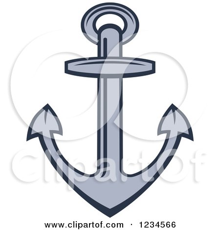 Clipart of a Blue Nautical Anchor - Royalty Free Vector Illustration by Vector Tradition SM