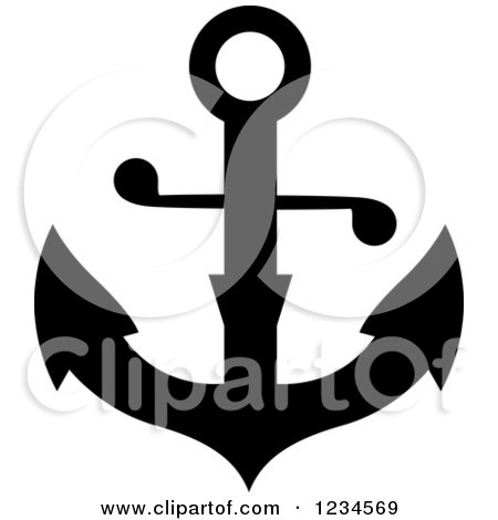 Clipart of a Black and White Nautical Anchor 14 - Royalty Free Vector Illustration by Vector Tradition SM