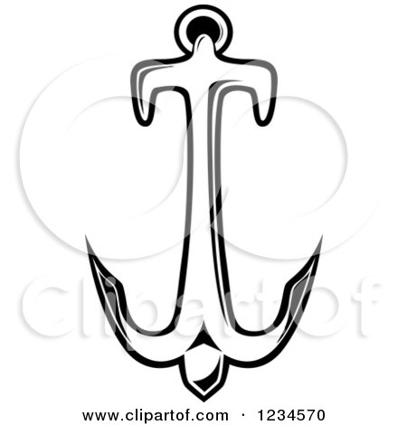 Clipart of a Black and White Nautical Anchor 12 - Royalty Free Vector Illustration by Vector Tradition SM