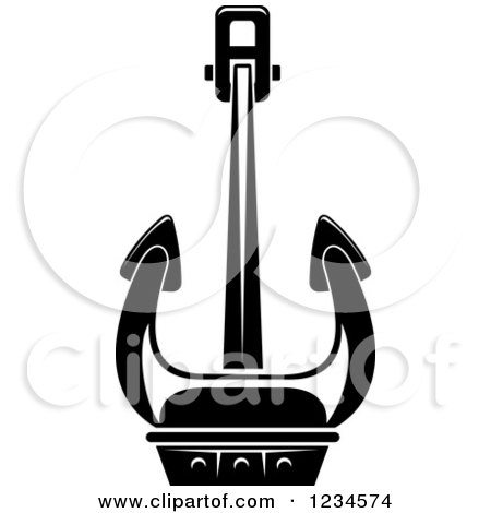 Clipart of a Black and White Nautical Anchor 18 - Royalty Free Vector Illustration by Vector Tradition SM