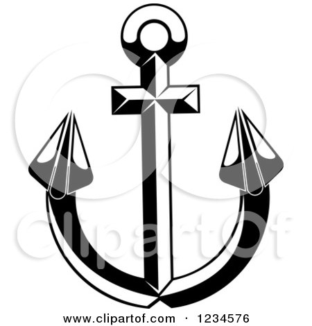 Clipart of a Black and White Nautical Anchor 17 - Royalty Free Vector Illustration by Vector Tradition SM