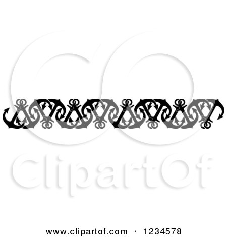 Clipart of a Black and White Nautical Anchor Border 2 - Royalty Free Vector Illustration by Vector Tradition SM