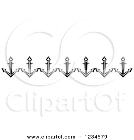 Clipart of a Black and White Nautical Anchor Border - Royalty Free Vector Illustration by Vector Tradition SM