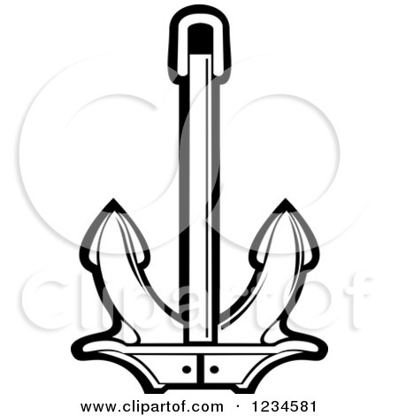 Clipart of a Black and White Nautical Anchor 13 - Royalty Free Vector Illustration by Vector Tradition SM