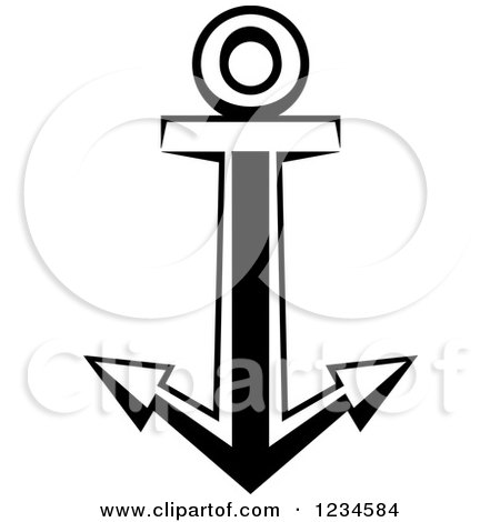 Clipart of a Black and White Nautical Anchor 6 - Royalty Free Vector Illustration by Vector Tradition SM