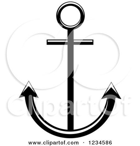 Clipart of a Black and White Nautical Anchor 5 - Royalty Free Vector Illustration by Vector Tradition SM