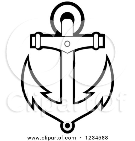 Clipart of a Black and White Nautical Anchor 4 - Royalty Free Vector Illustration by Vector Tradition SM