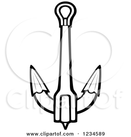 Clipart of a Black and White Nautical Anchor 2 - Royalty Free Vector Illustration by Vector Tradition SM